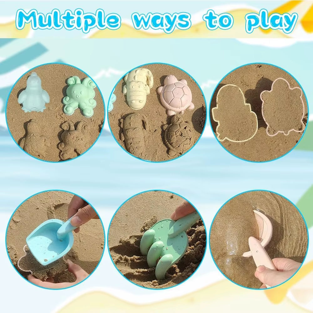 11Pcs Beach Toys Set Gift Package Sand Toys for Kids Sandbox Toys with Collapsible Bucket Shovel Set Sand Molds Summer Outdoor