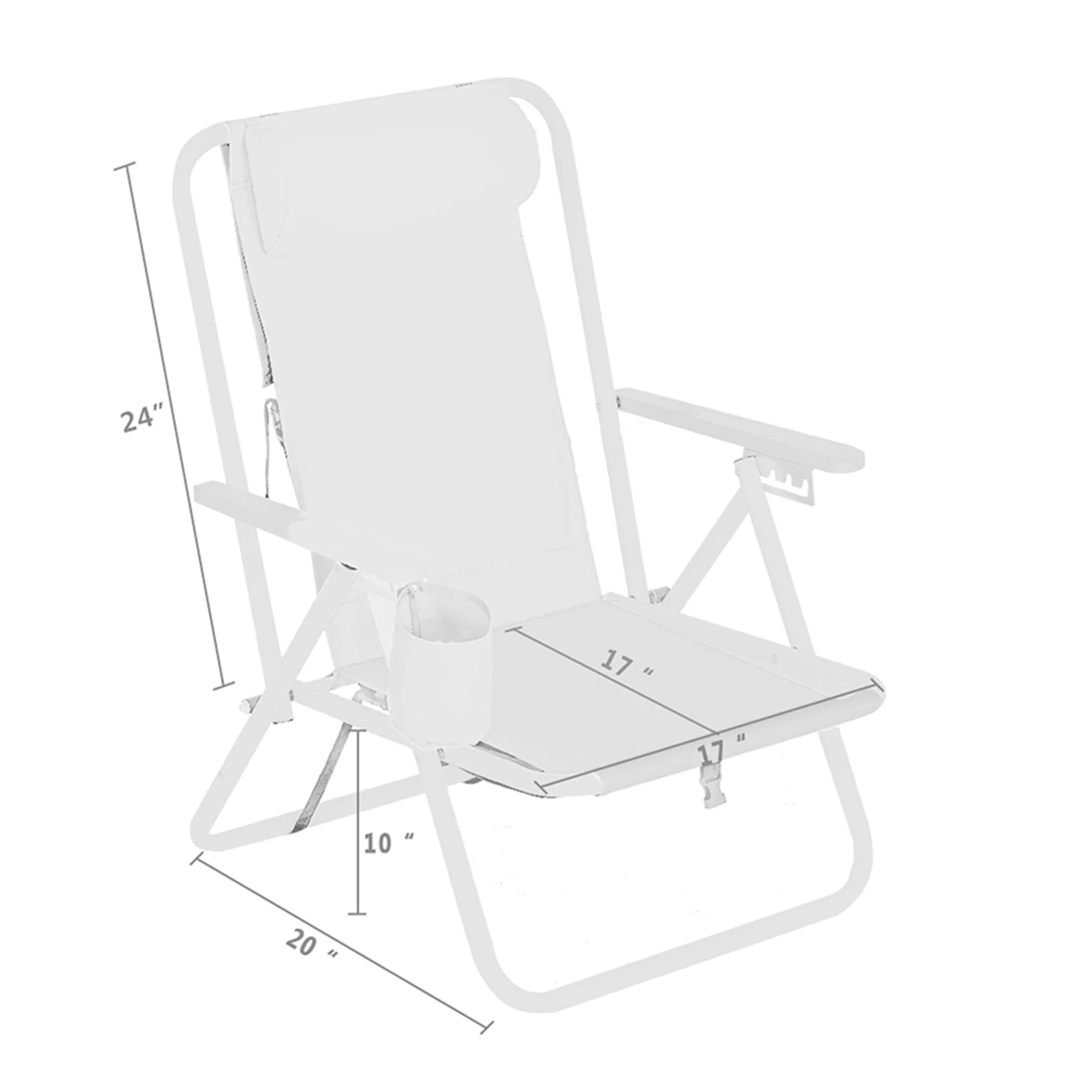 Portable High Strength Beach Chair with Adjustable Headrest, Portable Folding Chair, Reclining Chair 
