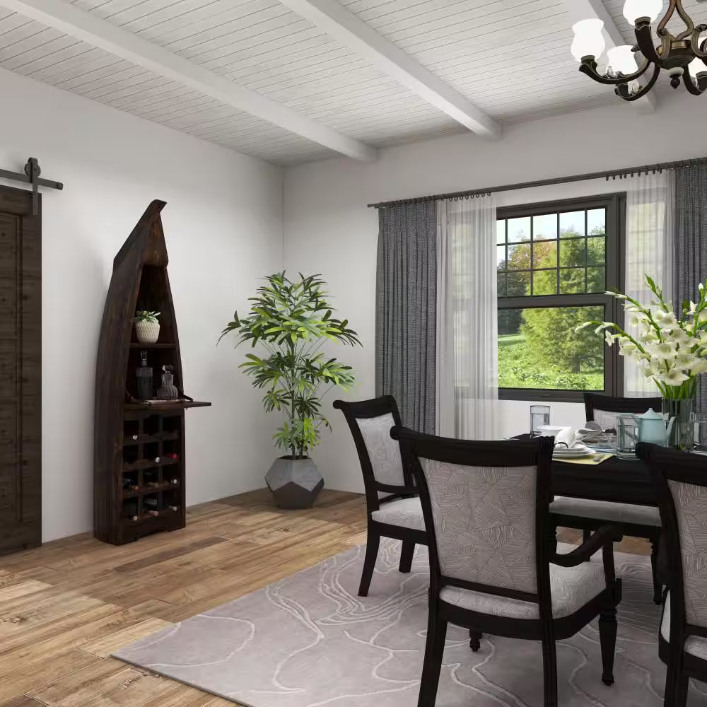 12-Bottle Brown Boat Standing Wine Rack with Foldable Tray