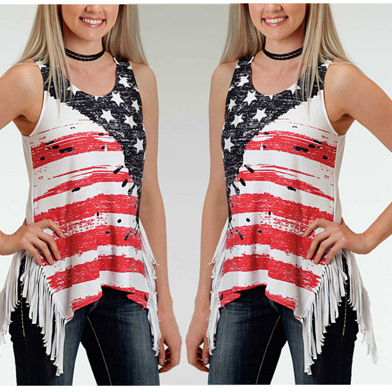 National flag print women's shirt front