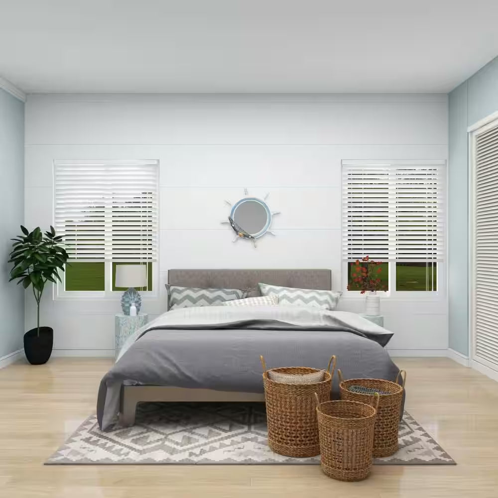 Ship Wheel round Framed White Sail Boat Wall Mirror with Netting Accent - 25 In. X 25 In.