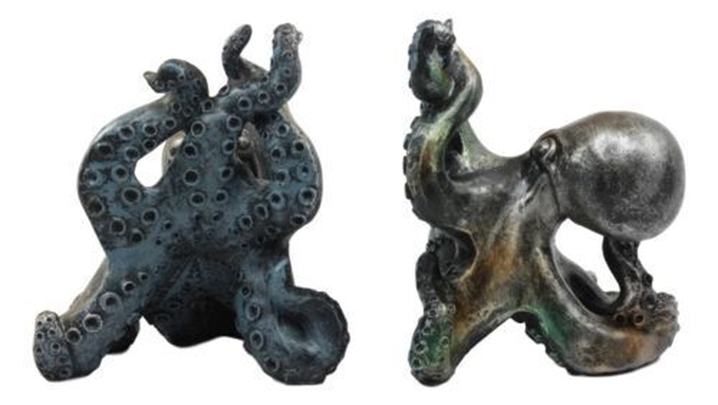Nautical Sea Monster Octopus Bookends Set Statue Antique Bronze Finish