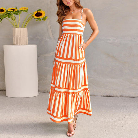 Long Dress With Pockets orange