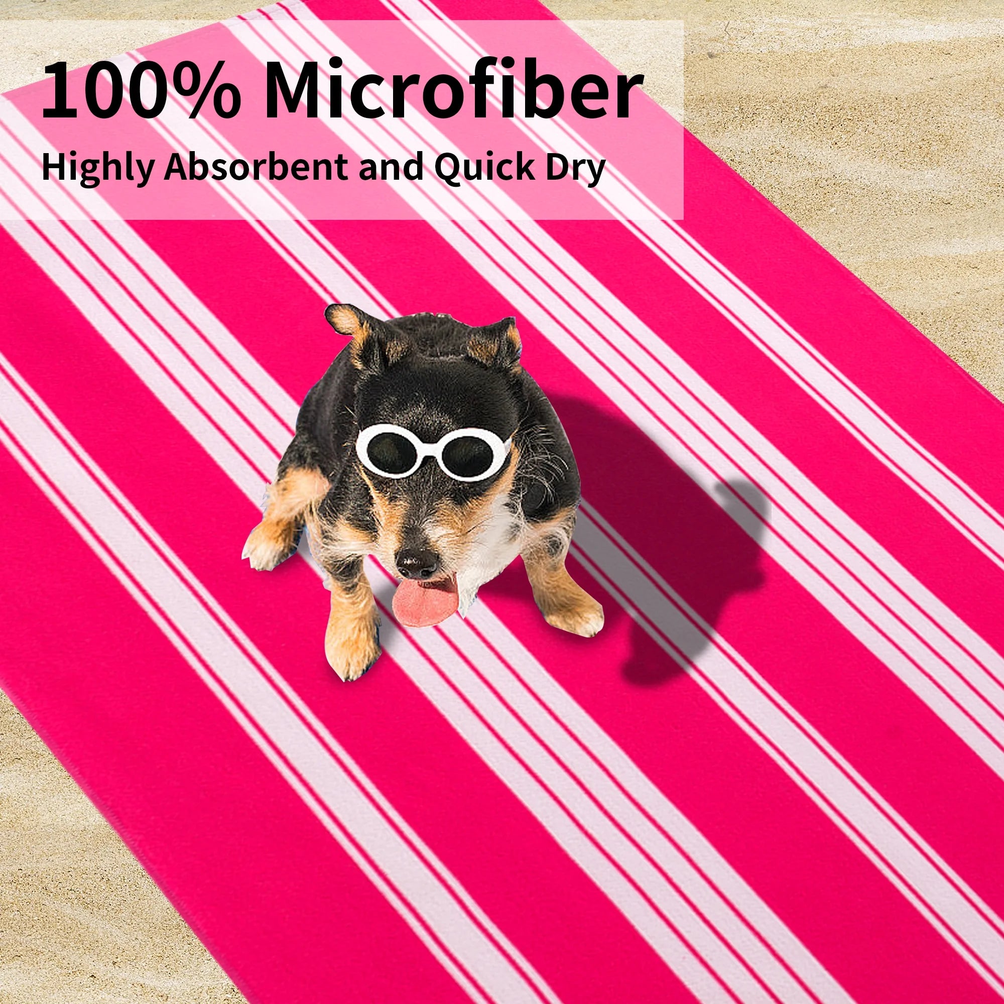 2 Pack Oversized Cabana Stripe Beach Towels, 60X30 Inches Microfiber Outdoor Large Swim Towel for Adults 