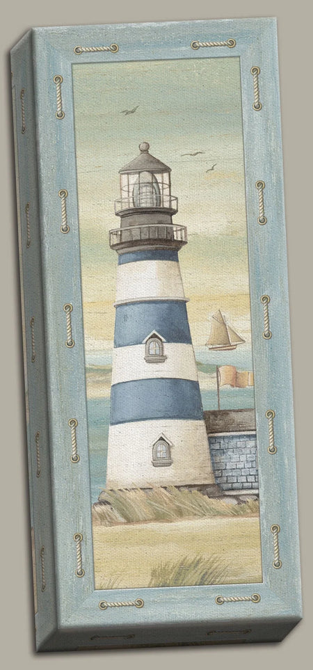 Retro Lighthouse; Coastal Decor; One 8X20 Hand-Stretched Canvas