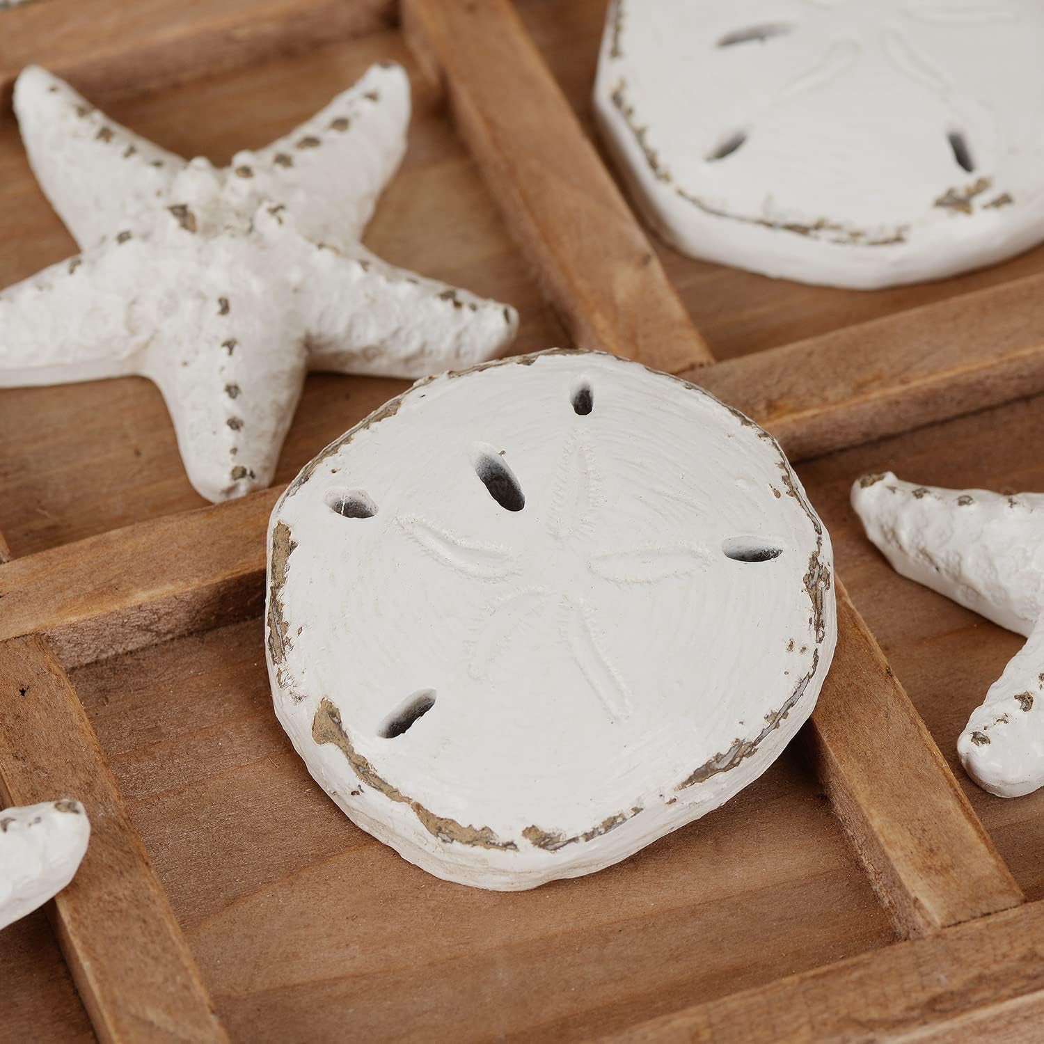 Beach Tic Tac Toe for Fun Starfish Sand Dollar Coastal House Coffee Table Decor Wood Board Travel Game