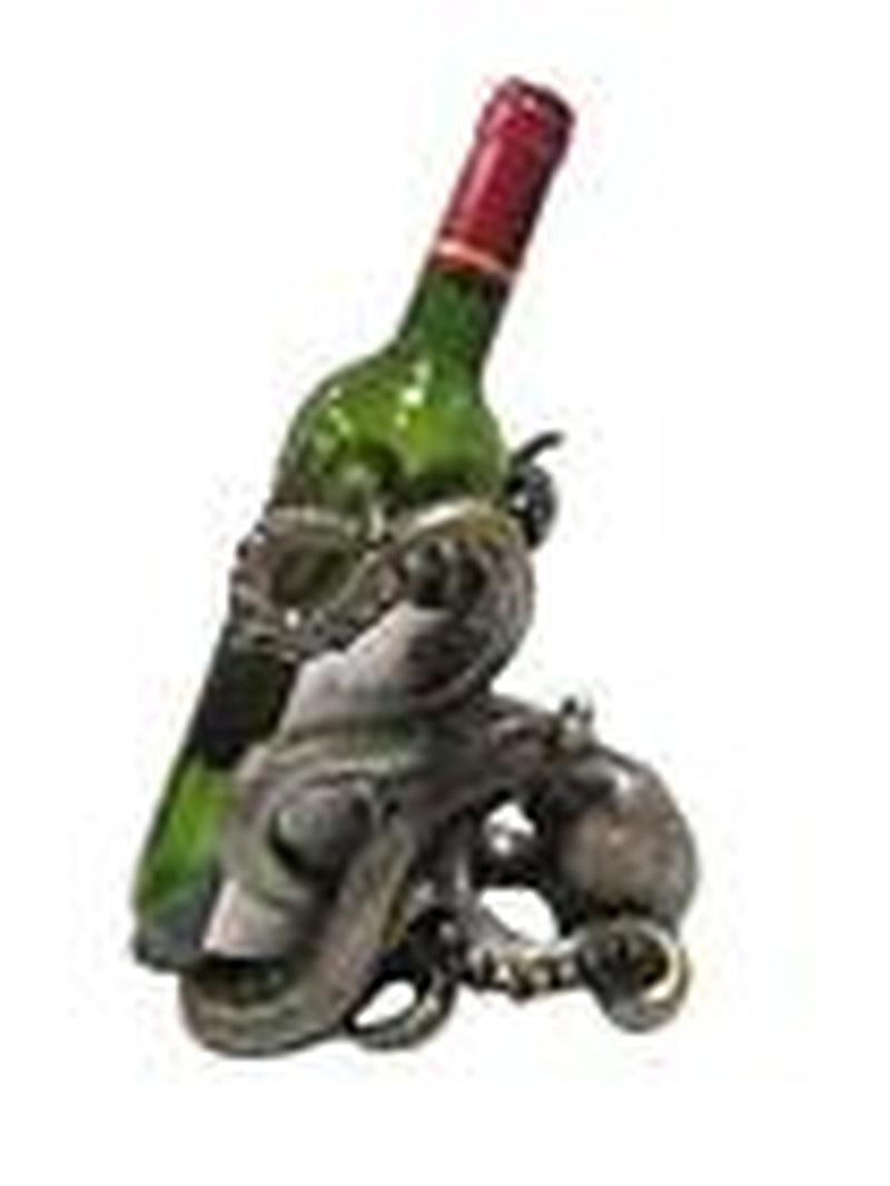 Rustic Silver Octopus Wine Holder 7.5 Inch Tall Tabletop Bar Counter