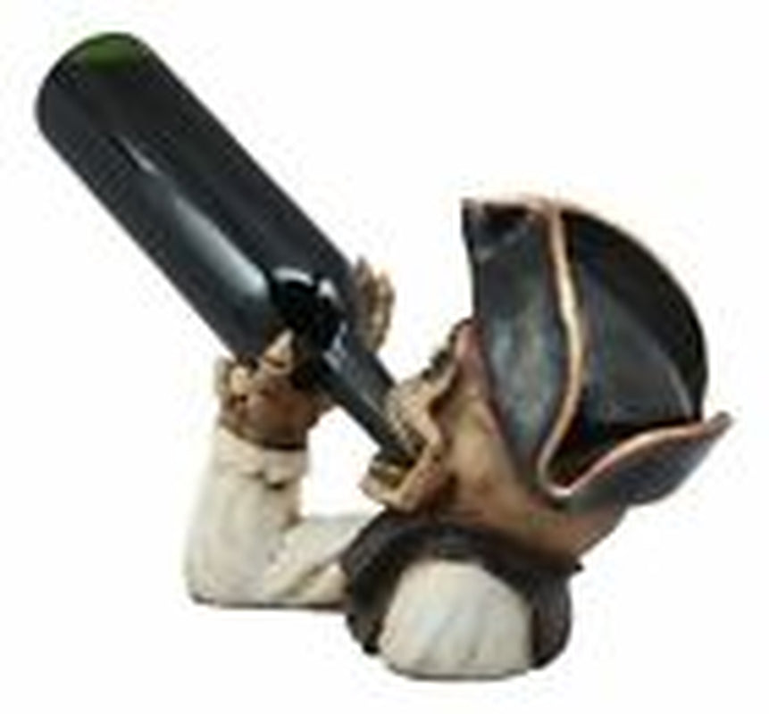 Polyresin Wicked Pirate Captain Hook Skeleton Wine Bottle Holder 8" Tall