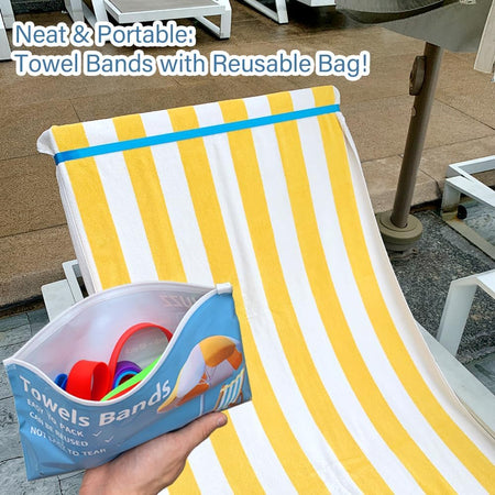 Towel Bands for Cruise & Beach Chairs - Cruise & Beach Pool Chairs Ship Essentials - Must Haves Alternative to Beach Towel Clips - Vacation Towel Bands Accessory Gifts - Thicken 4 PCS