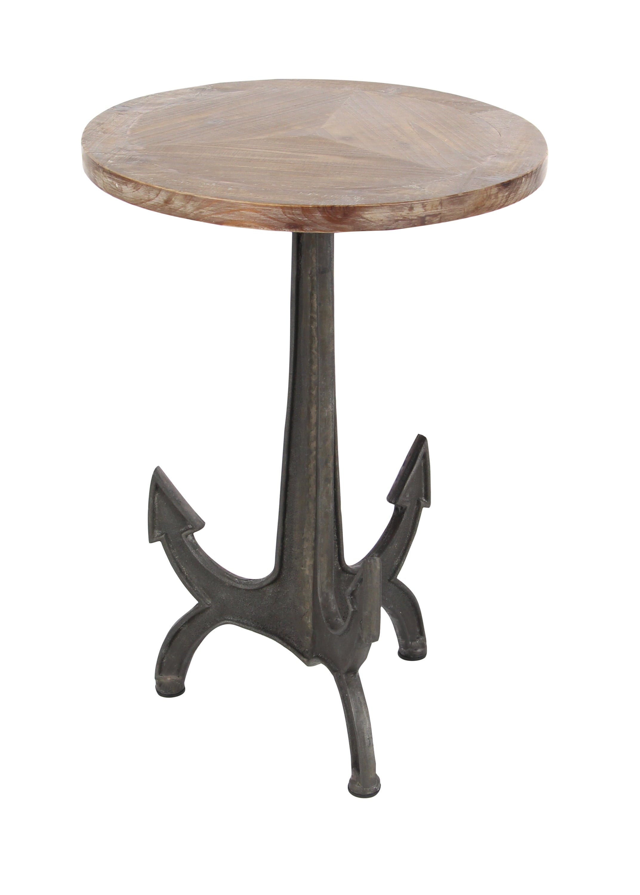 18" X 26" Black Metal Anchor Accent Table with Brown Wood Top, 1-Piece