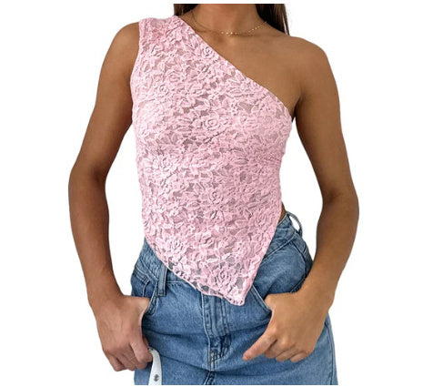 See through Pink lace top 