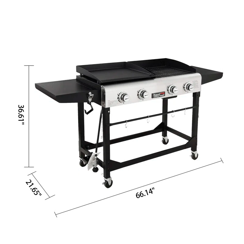 Burner Gas Grill and Griddle Combo with Side Table