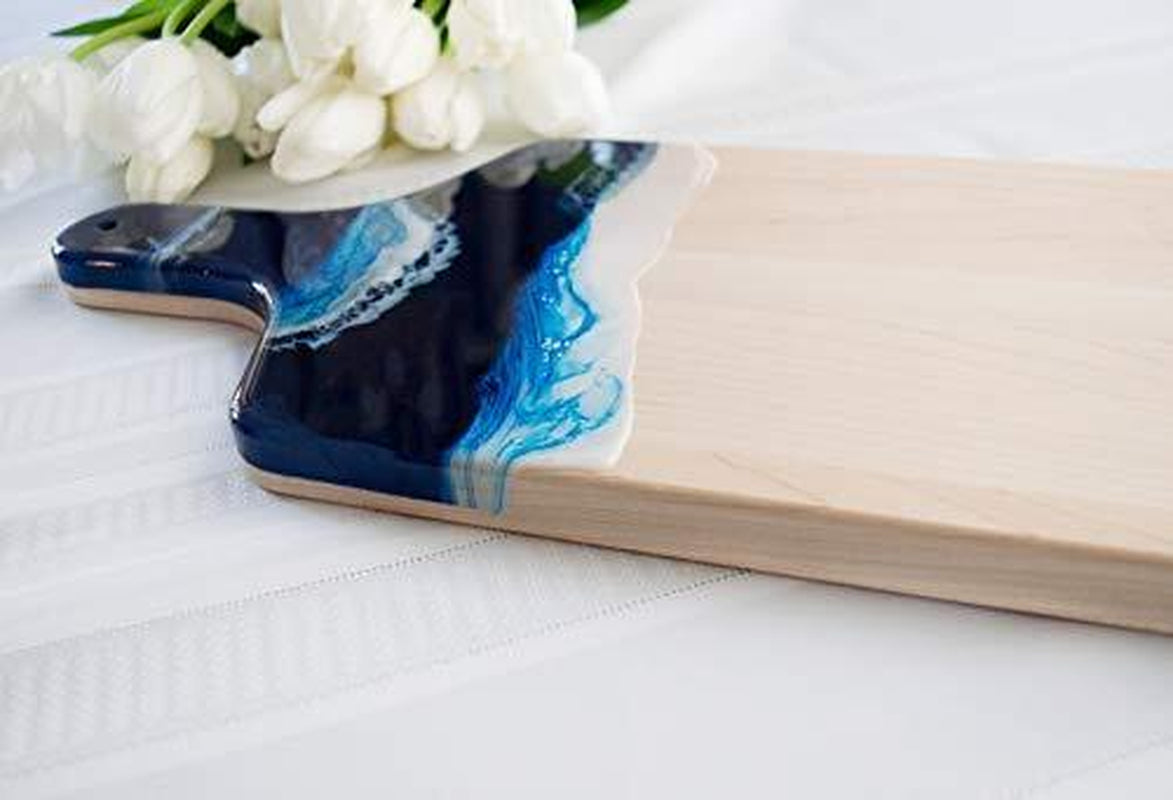 Ocean Theme Wood Cutting Board with Handle or Cheese Serving Board Party Tray
