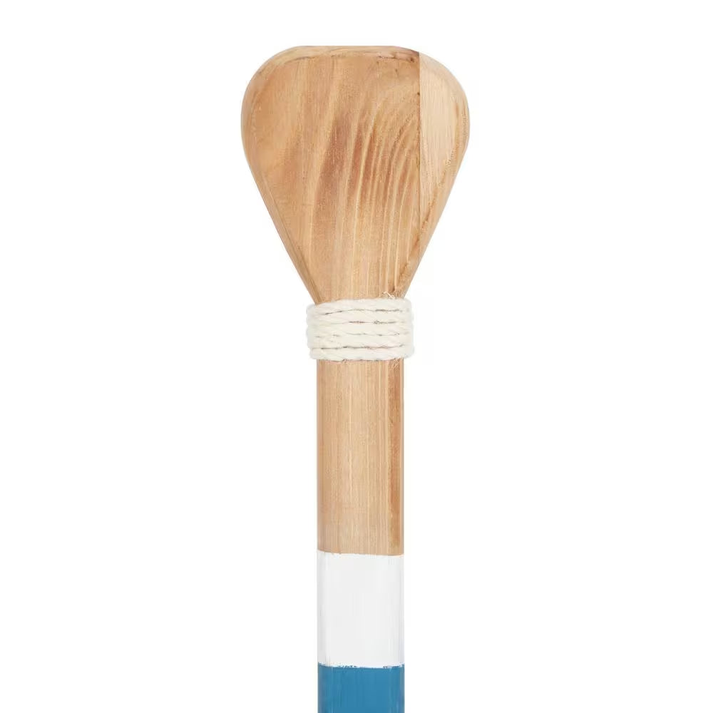 Wood White Novelty Canoe Oar Paddle Wall Decor with Arrow and Stripe Patterns - 7 In. X 58 In.
