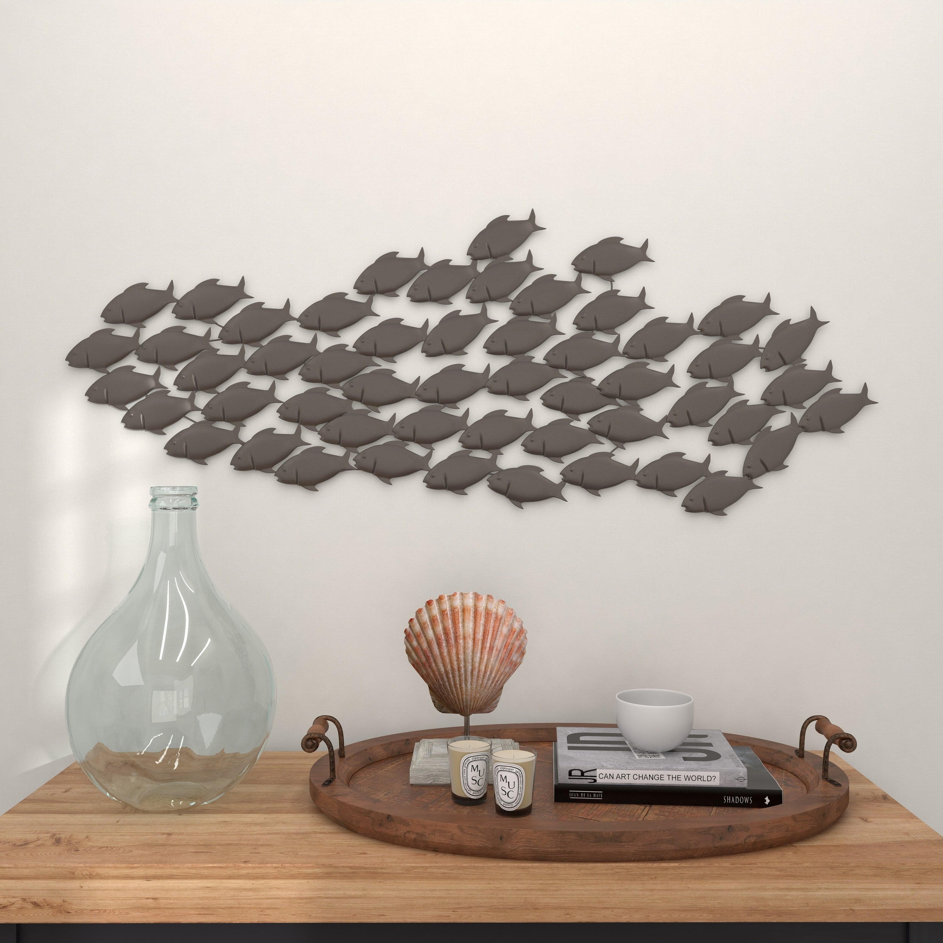 Dark Brown Metal Fish Wall Decor