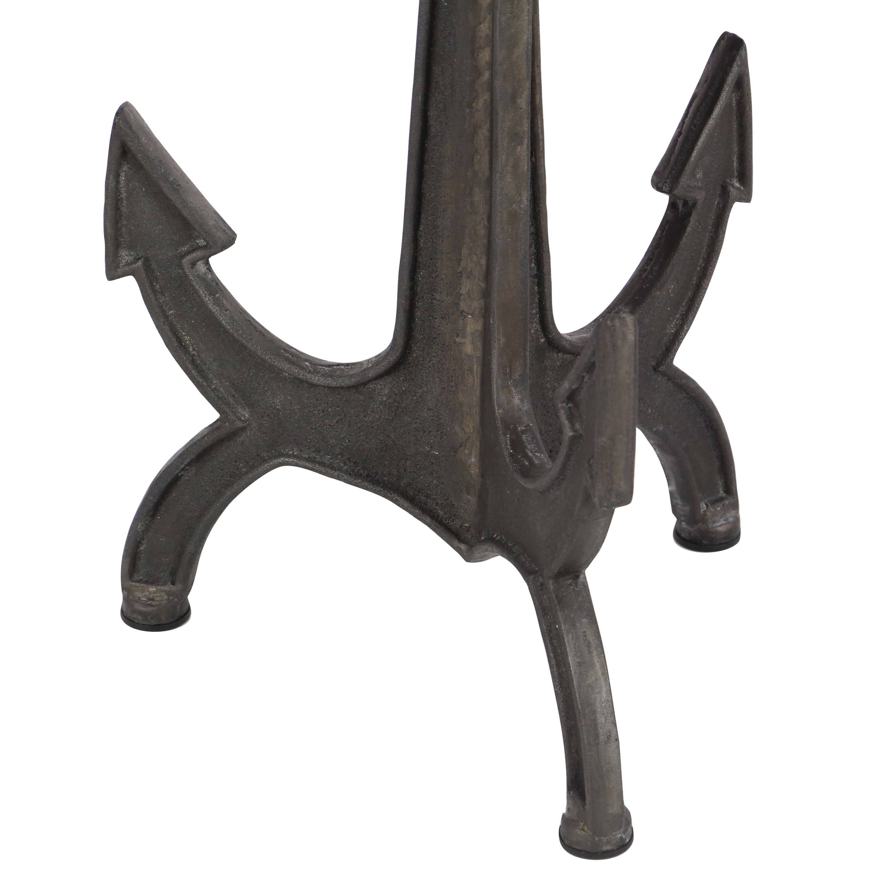 18" X 26" Black Metal Anchor Accent Table with Brown Wood Top, 1-Piece