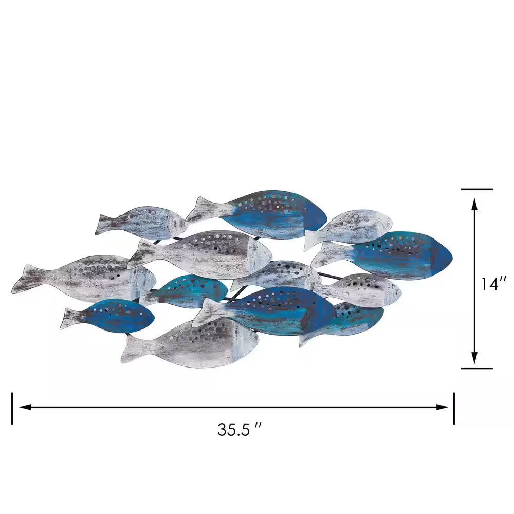 Coastal School of Fish Metal Wall Art