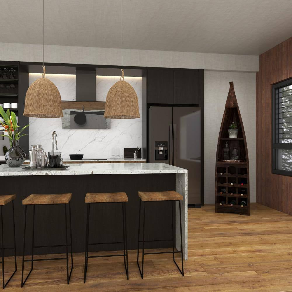 12-Bottle Brown Boat Standing Wine Rack with Foldable Tray