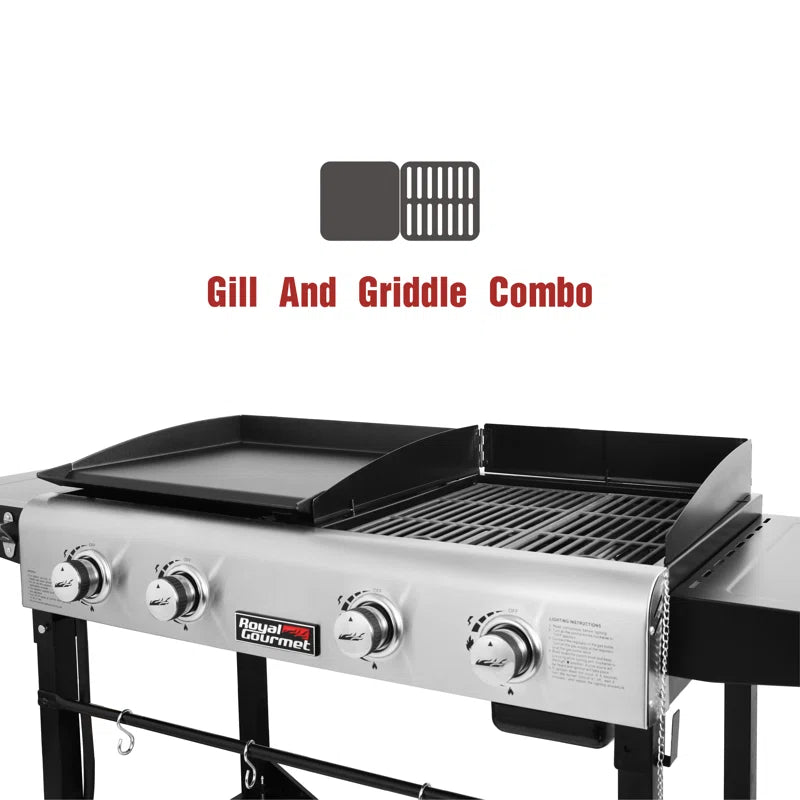 Burner Gas Grill and Griddle Combo with Side Table