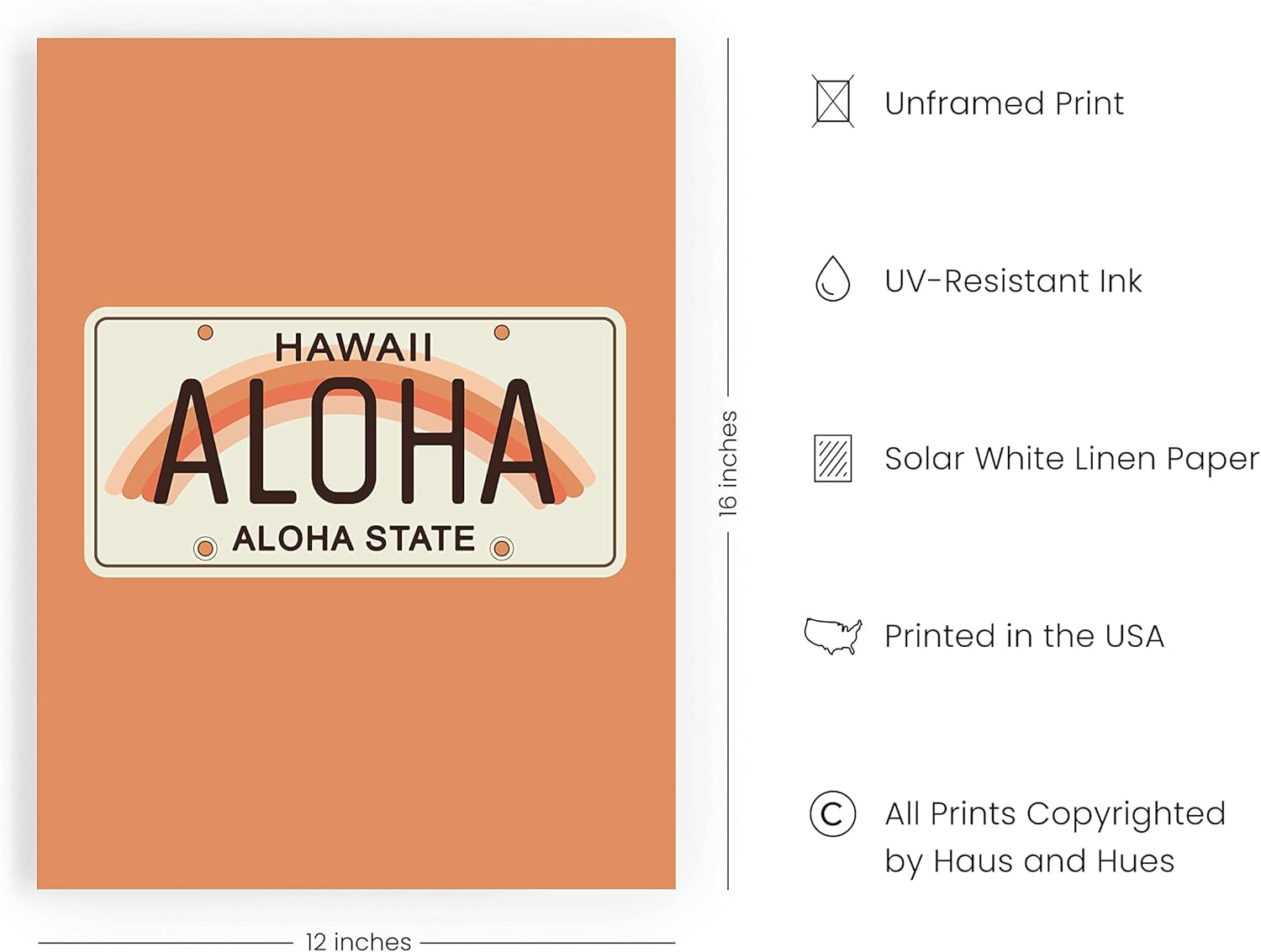 Hawaii Surf Decor - Wall Decor Aloha Signs for Home Decor Vintage Hawaii Art Hawaii Surfer Room Decor (Unframed 12"X16")