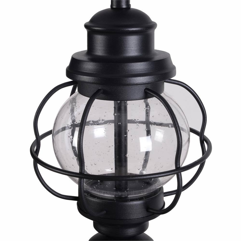 Summerwalk 28 In. Black Outdoor/Indoor Table Lamp with Off-White Fabric Shade