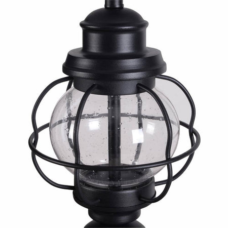 Summerwalk 28 In. Black Outdoor/Indoor Table Lamp with Off-White Fabric Shade
