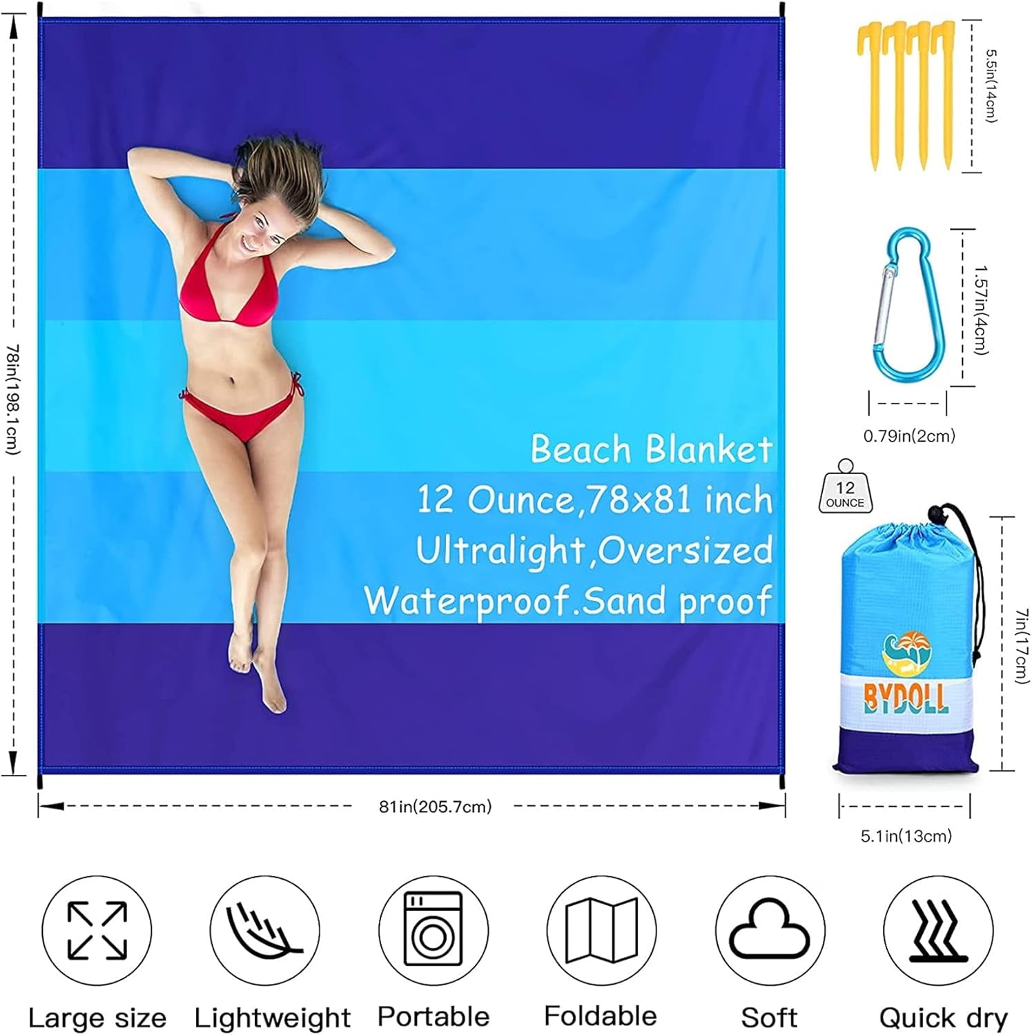 Beach Blanket Adults Oversized Lightweight Waterproof Sandproof Blanket for Beach Large Picnic Mat Travel Camping