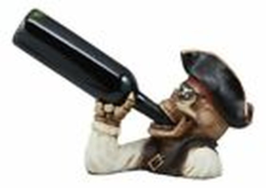 Polyresin Wicked Pirate Captain Hook Skeleton Wine Bottle Holder 8" Tall
