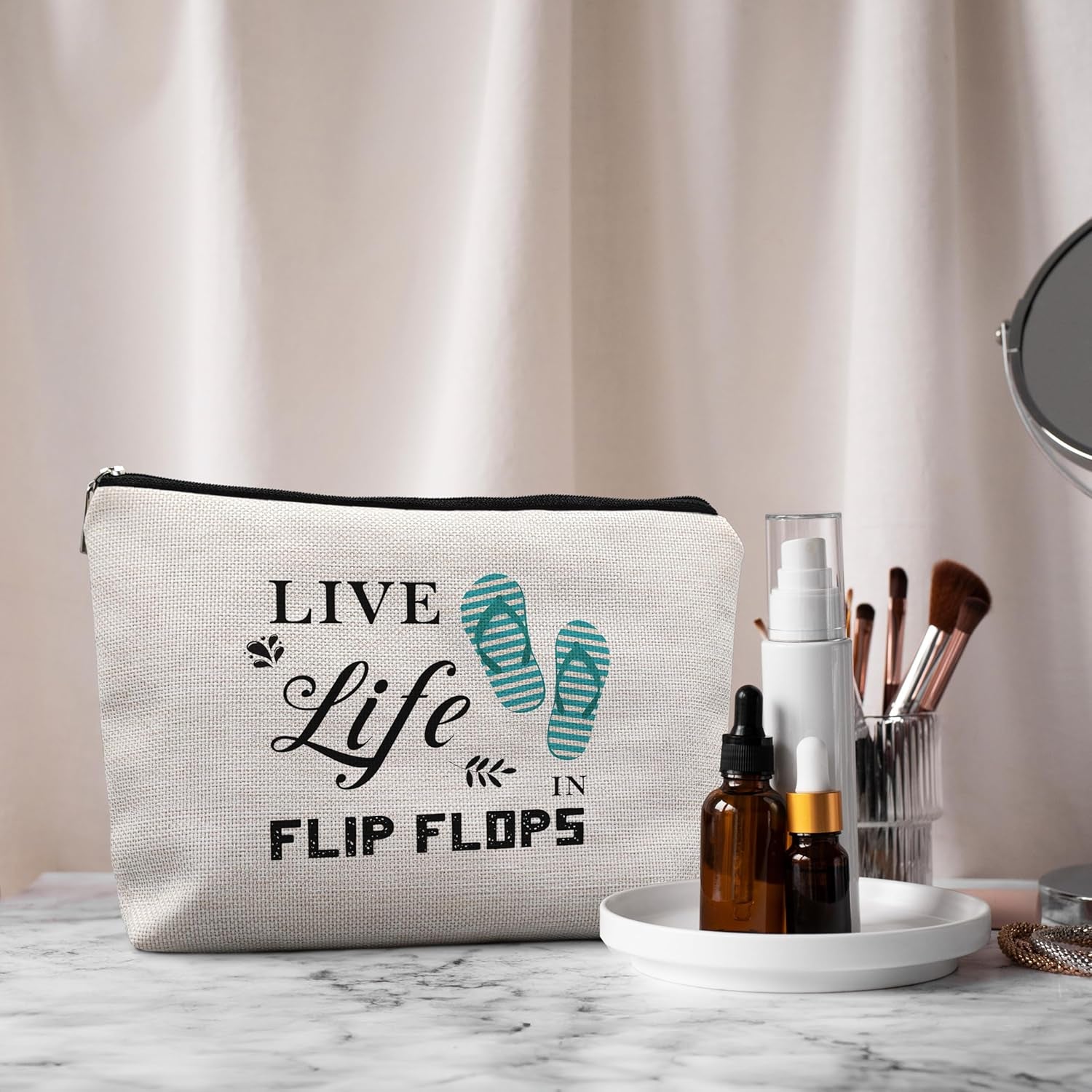 Beach Makeup Bag, Summer Makeup Bag, Beach Cosmetic Bag, Beach Gifts for Women Friends, Beach Stuff for Women, Summer Beach Essentials, Women Beach Weekend Gifts