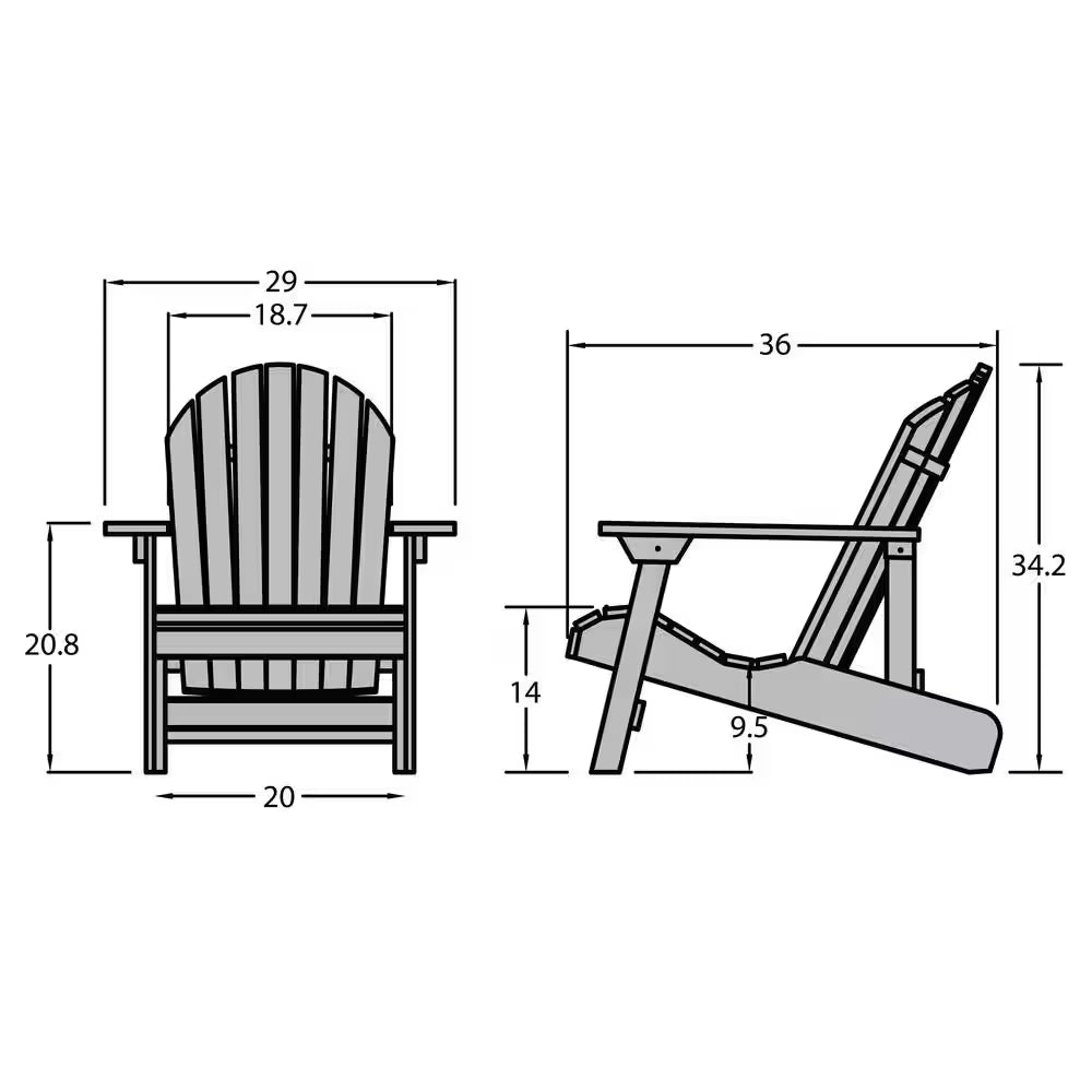 Hamilton Coastal Teak Folding and Reclining Plastic Adirondack Chair
