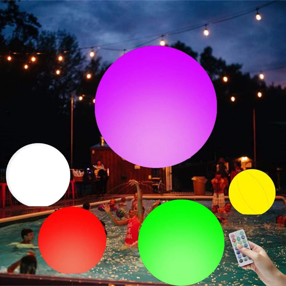 LED Beach Ball Toy with 16 Color Changing Lights, Pool Games Beach Party Outdoor Games for Teens Adults Family, Glow in the Dark Party Supplies (1PC)