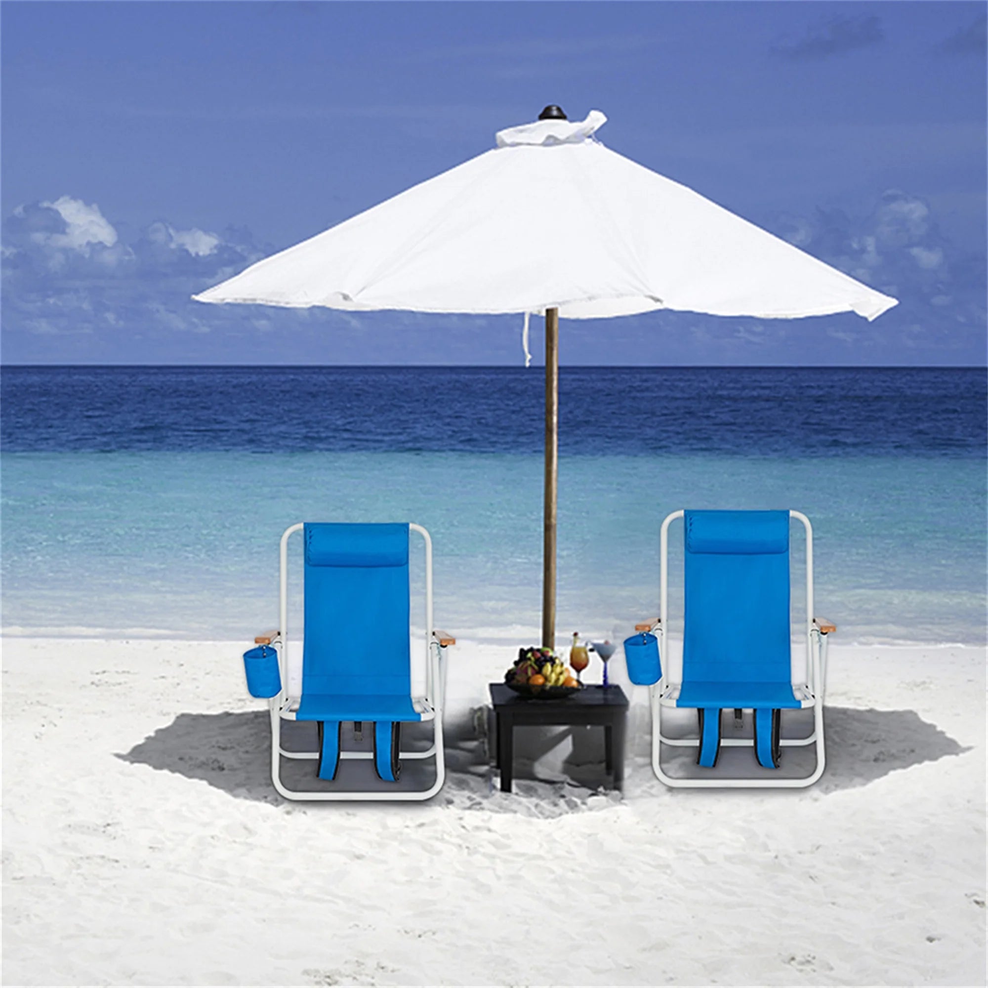 Portable High Strength Beach Chair with Adjustable Headrest, Portable Folding Chair, Reclining Chair 