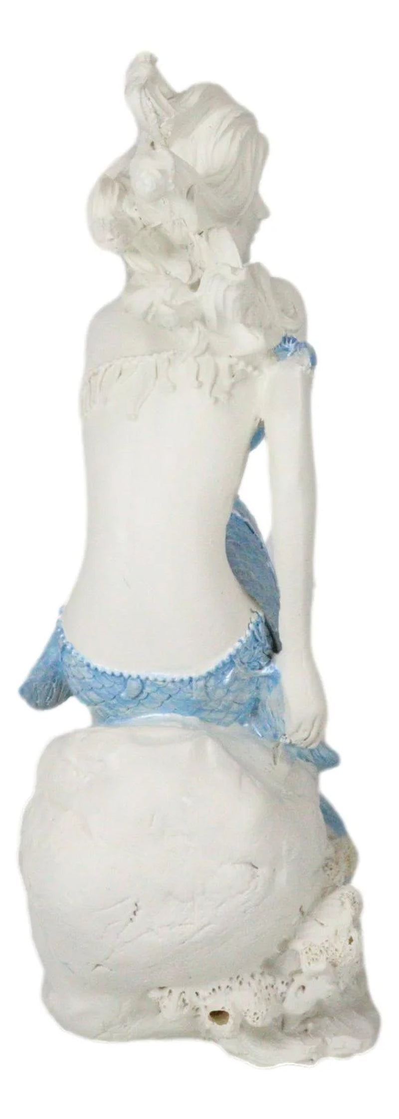 Ocean Goddess Pretty Mermaid with Blue Tail Holding Conch 8"Tall Figurine