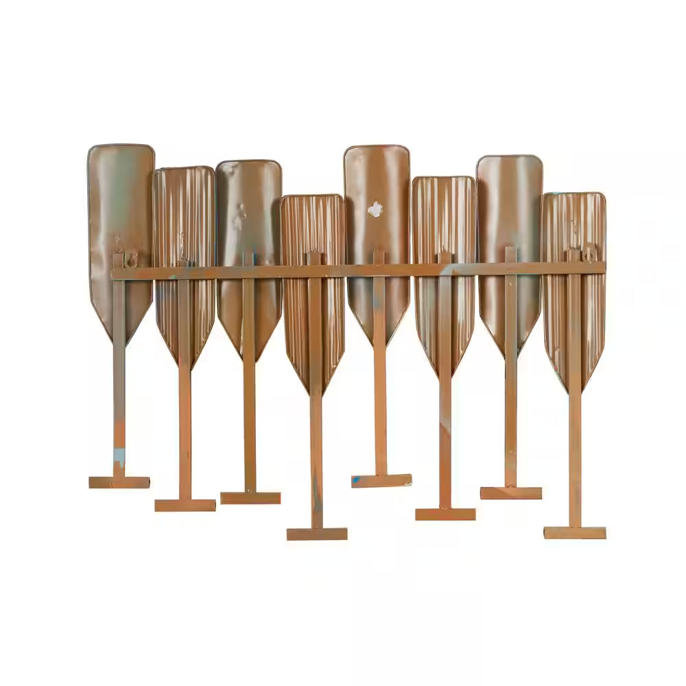 Multi Colored Indoor Outdoor Distressed Oar Shaped 8 Hanger Paddle Wall Hook