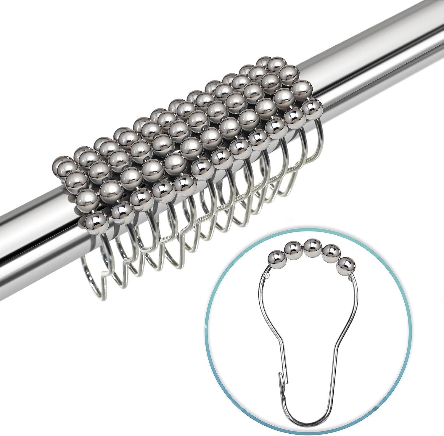 Aqua Shower Curtain,Coastal Theme Washable Fabric Cloth Beach Shower Curtain Set with Hooks for Ocean Bathroom Decor,Seafoam Sea Foam Mint Green Spa Blue