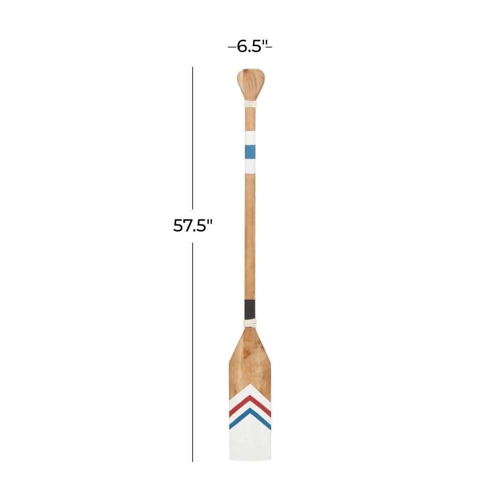 Wood White Novelty Canoe Oar Paddle Wall Decor with Arrow and Stripe Patterns - 7 In. X 58 In.