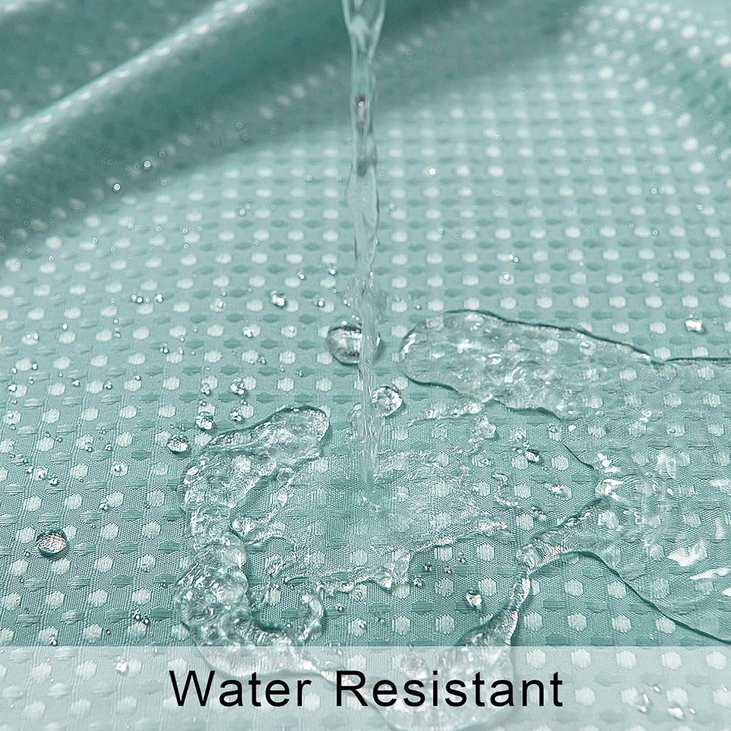 Aqua Shower Curtain,Coastal Theme Washable Fabric Cloth Beach Shower Curtain Set with Hooks for Ocean Bathroom Decor,Seafoam Sea Foam Mint Green Spa Blue