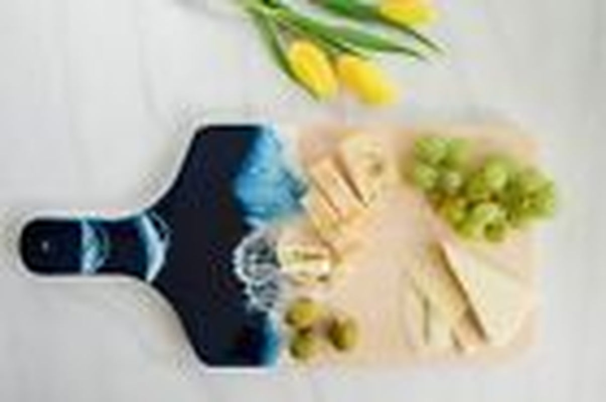 Ocean Theme Wood Cutting Board with Handle or Cheese Serving Board Party Tray
