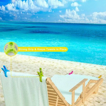 Towel Clips for Beach Chairs Heavy Duty, 8 Pack Chair Clips for Beach Towels Non-Slip, Waterproof Towel Holder in Bright Colors, Wonderful Cruise Essentials for You