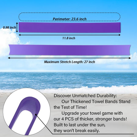 Towel Bands for Cruise & Beach Chairs - Cruise & Beach Pool Chairs Ship Essentials - Must Haves Alternative to Beach Towel Clips - Vacation Towel Bands Accessory Gifts - Thicken 4 PCS