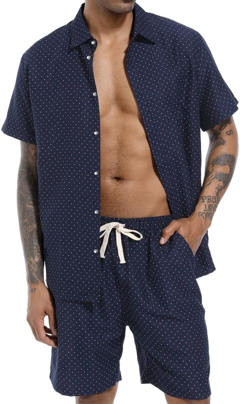 Men's Floral 2 Piece Tracksuit Casual Button down Short Sleeve Hawaiian Shirt and Shorts Suit
