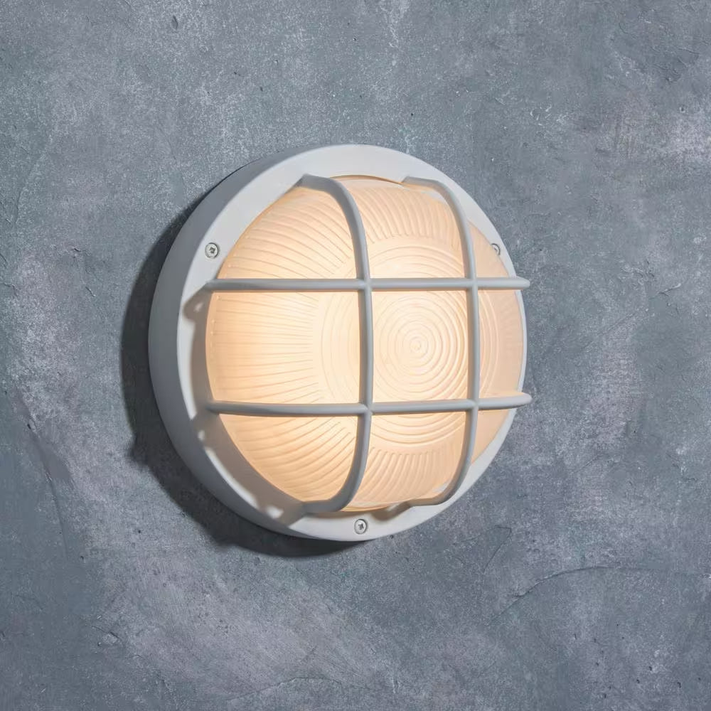 Coastal Norfolk White Outdoor Integrated LED Bulkhead Wall Lantern