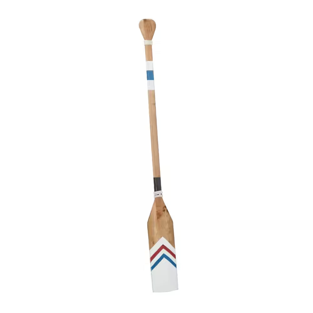 Wood White Novelty Canoe Oar Paddle Wall Decor with Arrow and Stripe Patterns - 7 In. X 58 In.