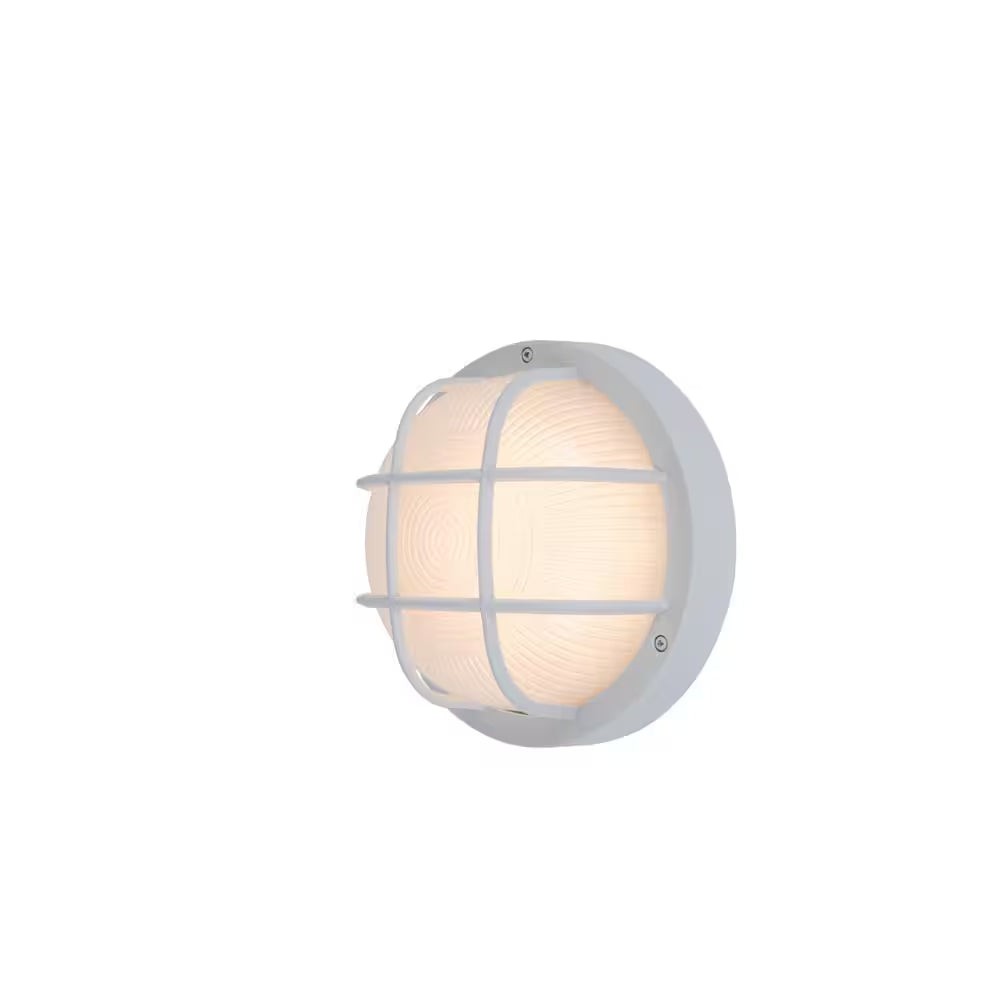 Coastal Norfolk White Outdoor Integrated LED Bulkhead Wall Lantern