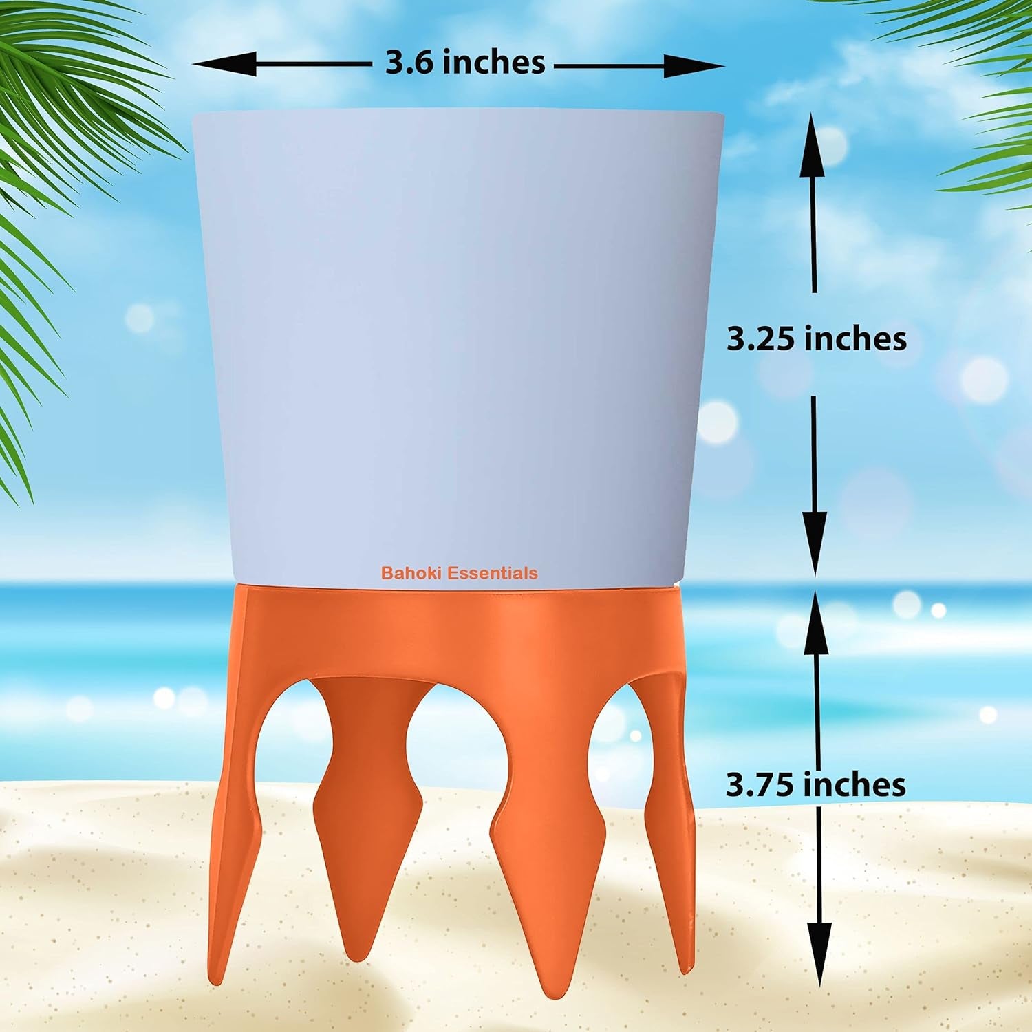 Beach Drink Cup Holder - Sand Coaster for Beverage Bottle and Glass - Perfect to Hold Drinks, Snack, Phone, Key or Sunglasses (Orange, 4 Pack)