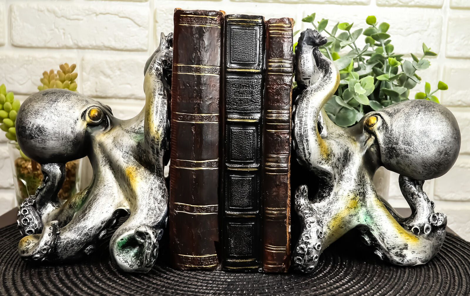 Nautical Sea Monster Octopus Bookends Set Statue Antique Bronze Finish