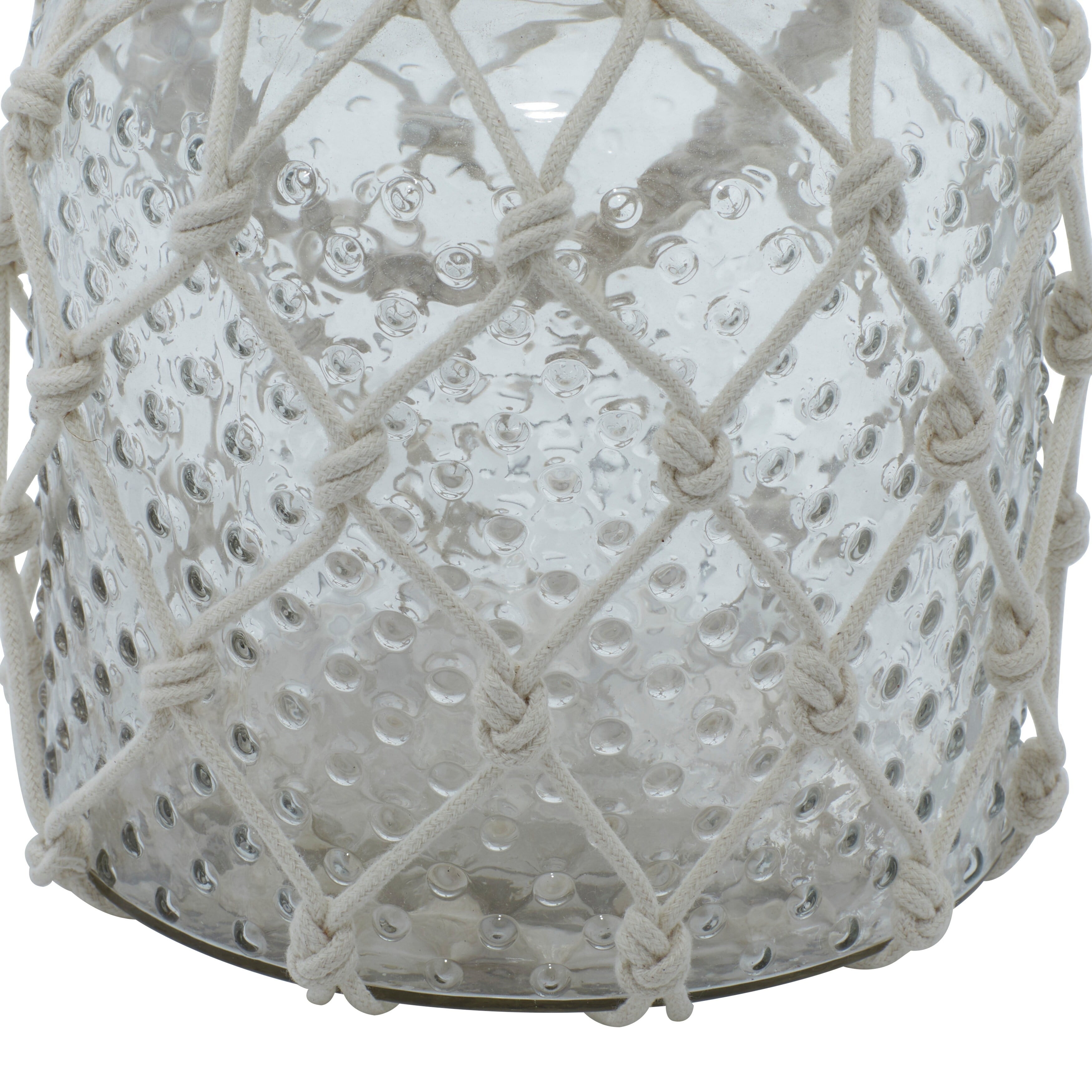 Clear Glass Decorative Candle Lantern with Rope Handle - 7 X 7 X 18