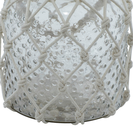 Clear Glass Decorative Candle Lantern with Rope Handle - 7 X 7 X 18