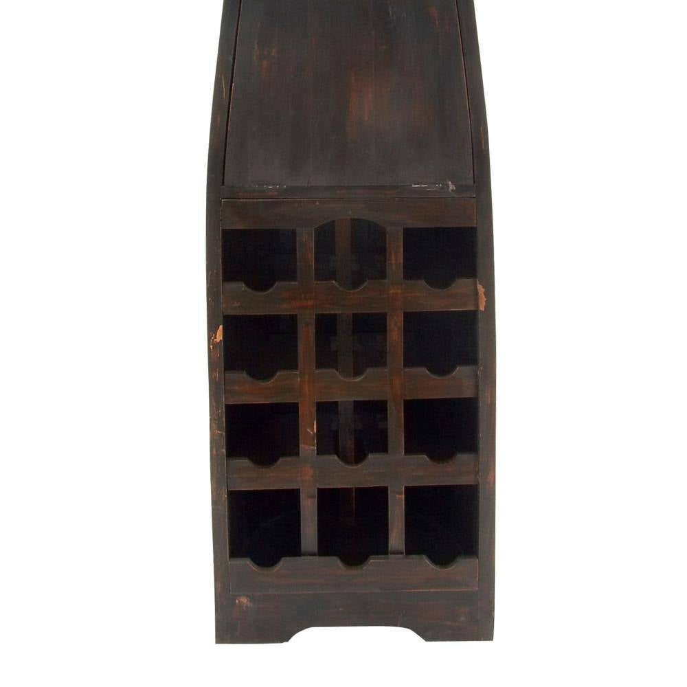 12-Bottle Brown Boat Standing Wine Rack with Foldable Tray