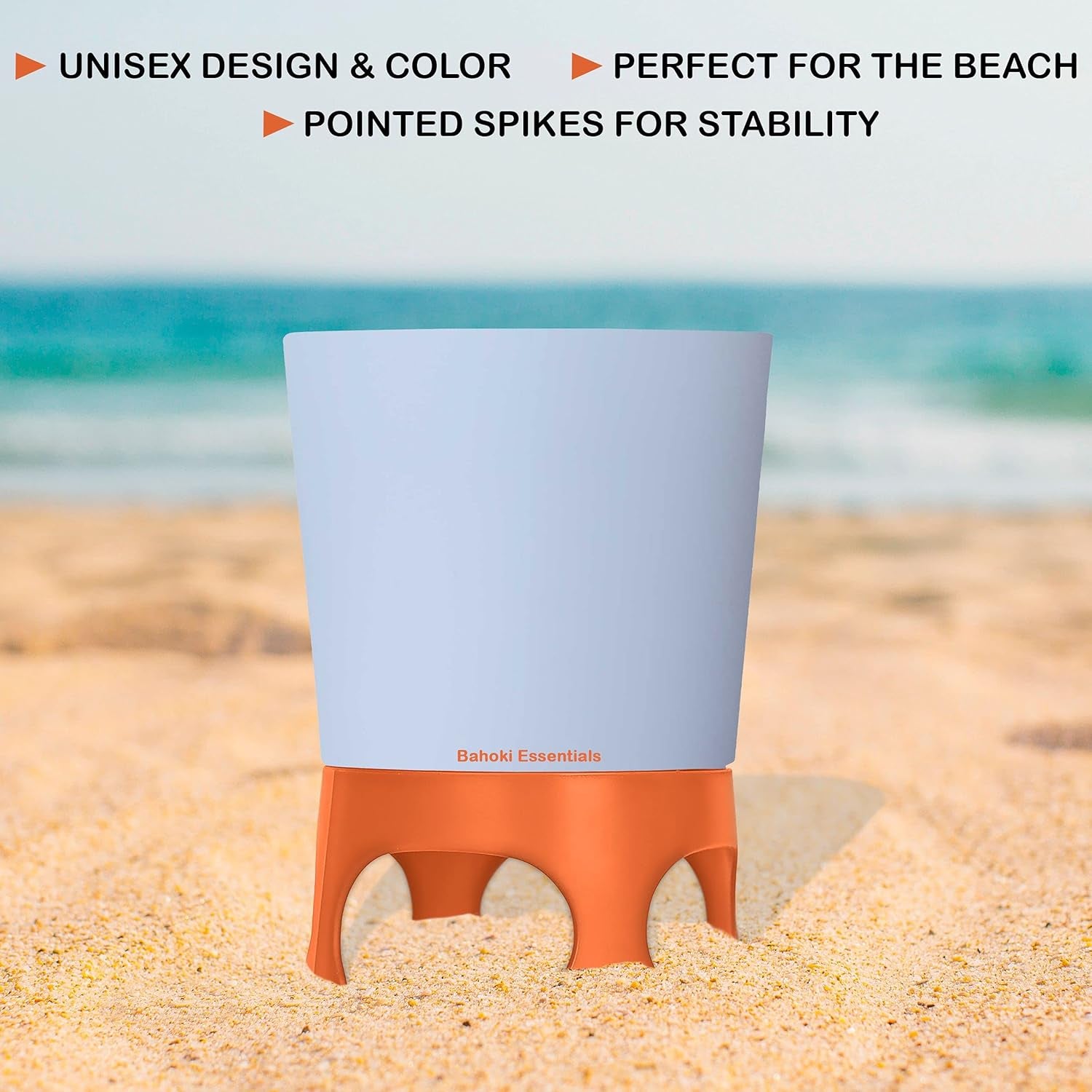 Beach Drink Cup Holder - Sand Coaster for Beverage Bottle and Glass - Perfect to Hold Drinks, Snack, Phone, Key or Sunglasses (Orange, 4 Pack)